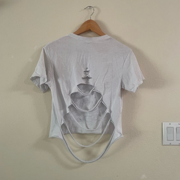 White and Blue AUSTIN Graphic Crop Tee with back design - Picture 6 of 6